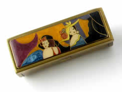 Speert Antique Brass "Classic Ladies"  Mirrored Lipstick Case