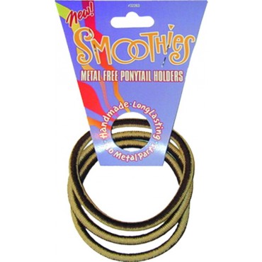 Smoothies Metal Free PonyTail Holders -3 Pack Large - Brown/Tan