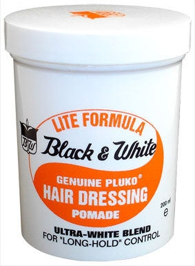 Black & White Genuine Pluko Hair Dressing Light Pomade 7oz