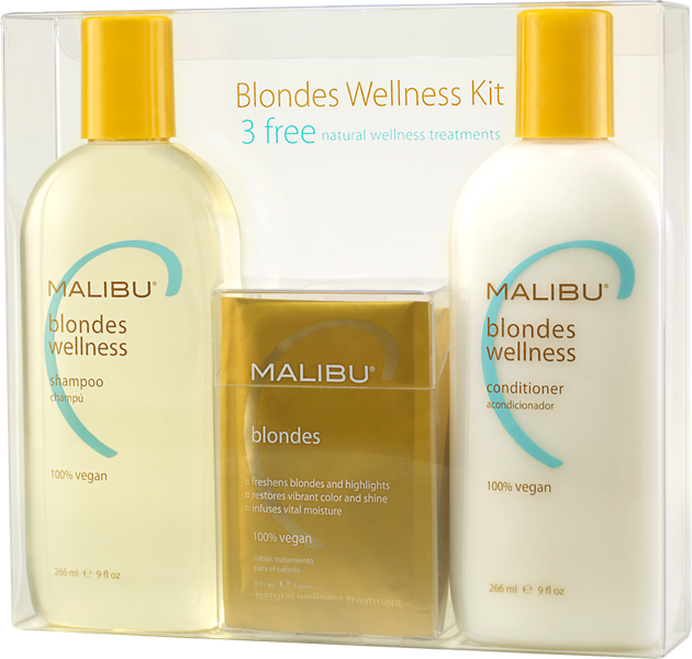 Malibu C Blondes Wellness Kit (Shampoo and Conditioner + 4 pack Treatment)