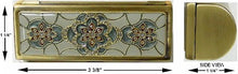 Speert Pearl White, Blue and Crystal Antique Brass Mirrored Lipstick Case