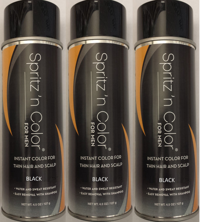 Spritz n' Color - Black #3 (3-Pack Special) Spray for covering bald spots