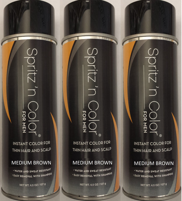 Spritz n' Color - Medium Brown #2 (3-Pack Special) Spray for covering bald spots